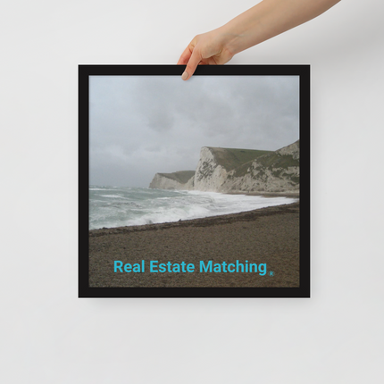 Waves and Sand Framed poster with realestatematching without key Logo