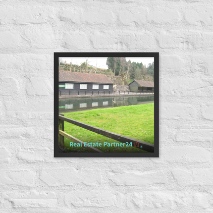 Lakeside Serenity Framed poster with realestatepartner24 with house Logo