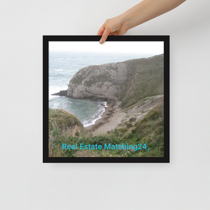 Sea & Hills Framed poster with realestatematching24 without key Logo