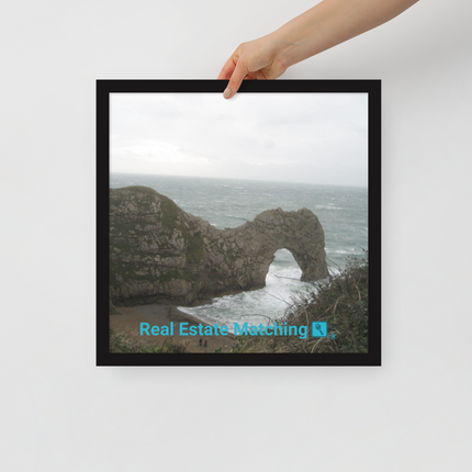 Coastal Escape Framed poster with realestatematching with key Logo