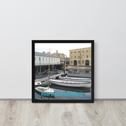 Boat on Water Framed poster with realestatematching without key Logo