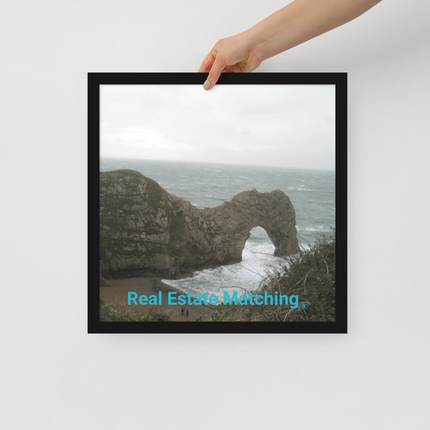 Coastal Escape Framed poster with realestatematching without key Logo