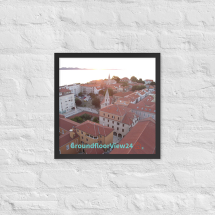 Roof Sunset View Framed poster with groundfloorview24 with House Logo