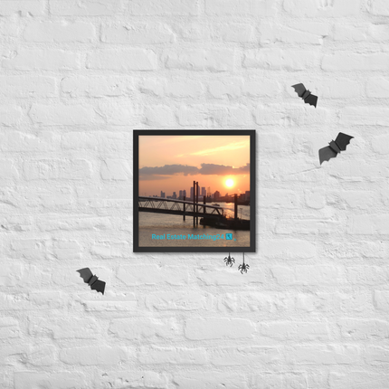 Evening Glow Framed poster with realestatematching24 with key Logo