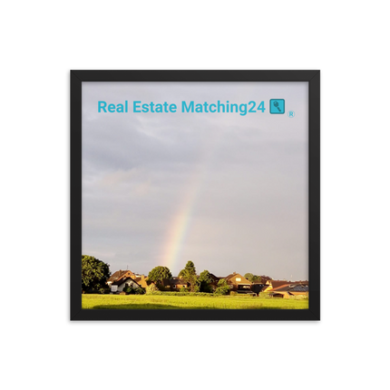 The Rainbow Sinari Framed poster with Real Estate Matching24 Logo