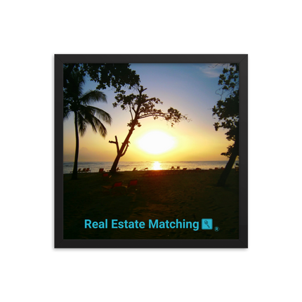 Beautiful Sea View Framed poster with realestatematching with key Logo