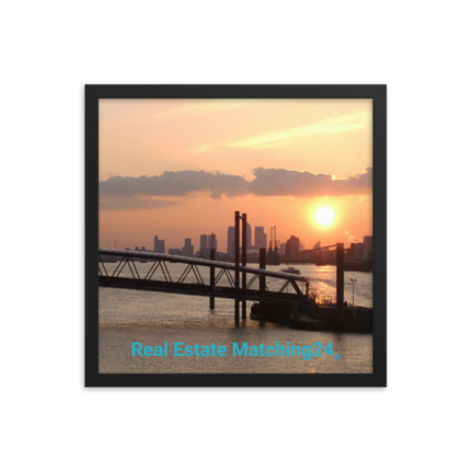 Evening Glow Framed poster with realestatematching24 without key Logo