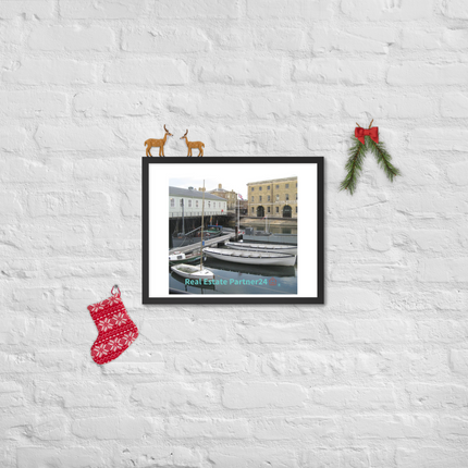 Boat on Water Framed poster with realestatepartner24 with house Logo