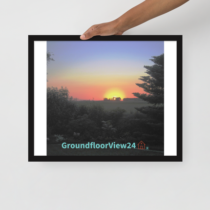 Beautiful Sunset Sinari Framed poster with groundfloorview24 with House Logo