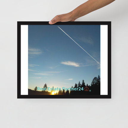 Attractive Sunset Sinari Framed poster with realestatepartner24 with house Logo