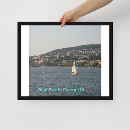 Beautiful River & Hills Sinari Framed poster with realestatepartner24 with house Logo