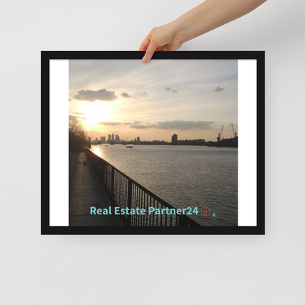 Awesome River View Framed poster with realestatepartner24 with house Logo