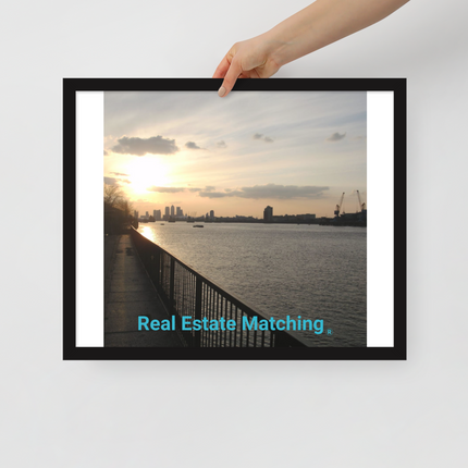 Awesome River View Framed poster with realestatematching without key Logo