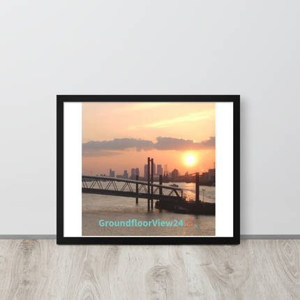 Evening Glow Framed poster with realestatematching with key Logo