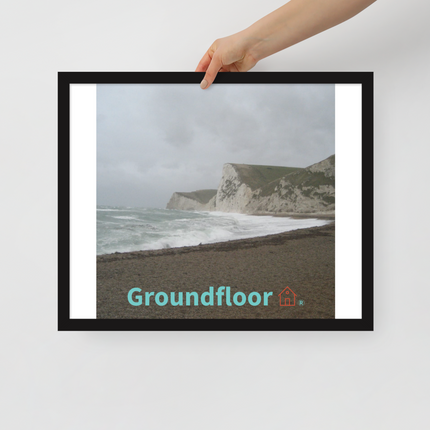 Waves and Sand Framed poster with Groundfloor with House Logo