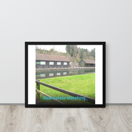 Lakeside Serenity Framed poster with realestatematching without key Logo