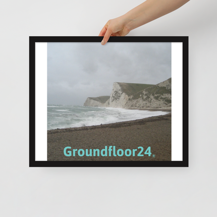 Waves and Sand Framed poster with Groundfloor24 without House Logo