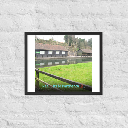 Lakeside Serenity Framed poster with realestatepartner24 with house Logo