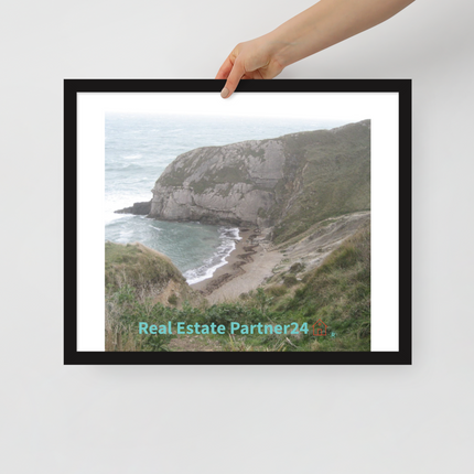 Sea & Hills Framed poster with realestatepartner24 with house Logo