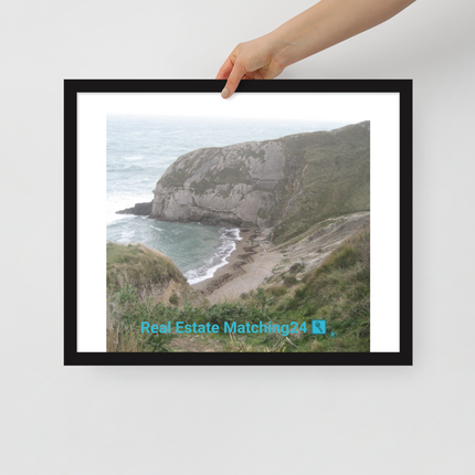 Sea & Hills Framed poster with realestatematching24 with key Logo