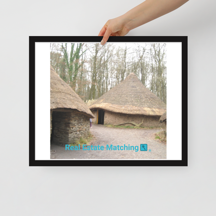 Village Charm Framed poster with realestatematching with key Logo