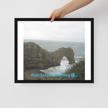 Coastal Escape Framed poster with realestatematching with key Logo