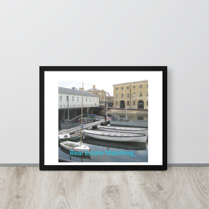 Boat on Water Framed poster with realestatematching without key Logo