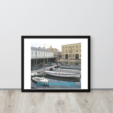 Boat on Water Framed poster with realestatematching24 without key Logo