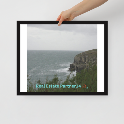 Seaside Serenity Framed poster with realestatepartner24 with house Logo
