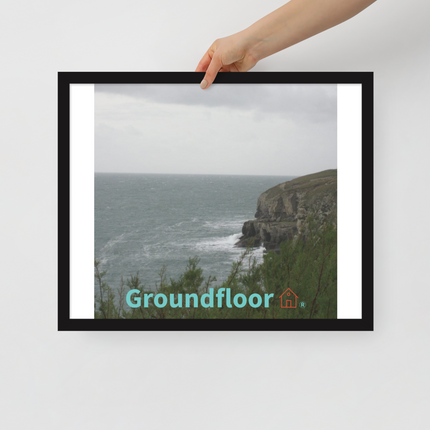 Seaside Serenity Framed poster with Groundfloor with House Logo