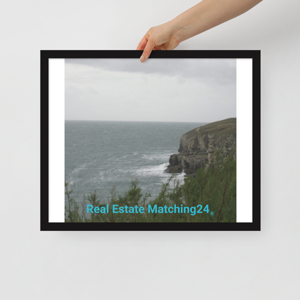 Seaside Serenity Framed poster with realestatematching24 without key Logo