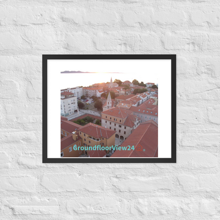 Roof Sunset View Framed poster with groundfloorview24 with House Logo