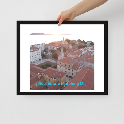 Roof Sunset View Framed poster with realestatematching with key Logo