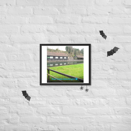 Lakeside Serenity Framed poster with realestatematching24 with key Logo