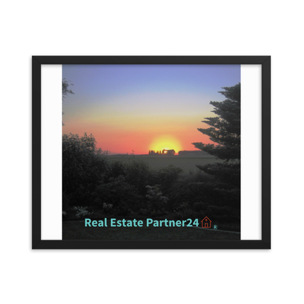 Beautiful Sunset Sinari Framed poster with realestatepartner24 with house Logo