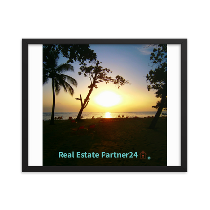 Beautiful Sea View Framed poster with realestatepartner24 with house Logo
