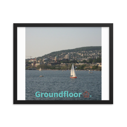 Beautiful River & Hills Sinari Framed poster with Groundfloor with House Logo