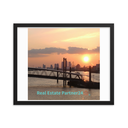 Evening Glow Framed poster with realestatepartner24 with house Logo
