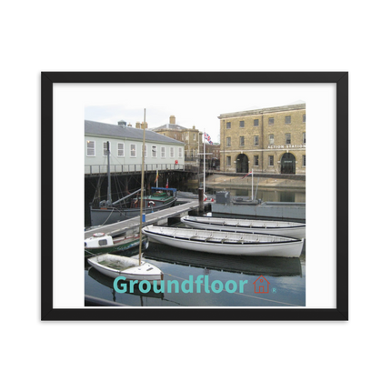 Boat on Water Framed poster with Groundfloor with House Logo
