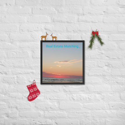 Sunset Sinari Framed poster with Real Estate Matching Logo
