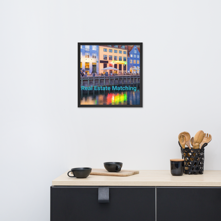 Nyhavn Framed poster with Real Estate Matching Logo