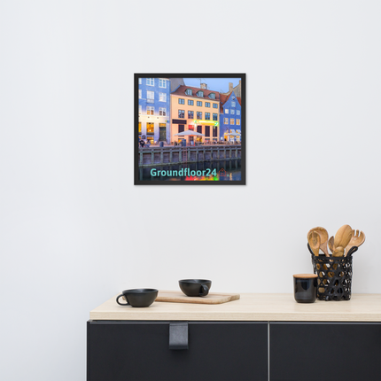 Nyhavn Framed poster with Groundfloor24 Logo