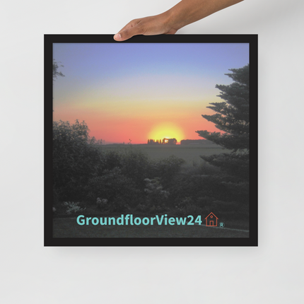 Beautiful Sunset Sinari Framed poster with groundfloorview24 with House Logo