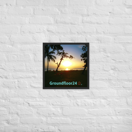 Beautiful Sea View Framed poster with Groundfloor24 with House Logo
