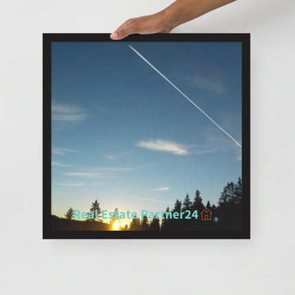 Attractive Sunset Sinari Framed poster with realestatepartner24 with house Logo