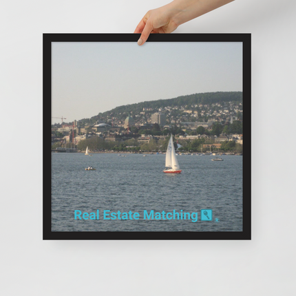 Beautiful River & Hills Sinari Framed poster with realestatematching with key Logo