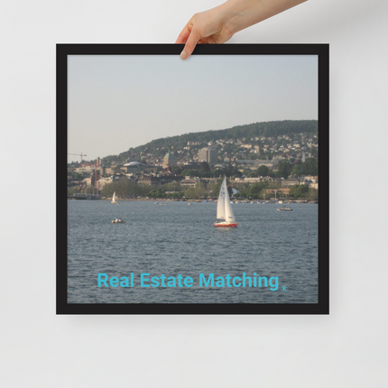 Beautiful River & Hills Sinari Framed poster with realestatematching without key Logo