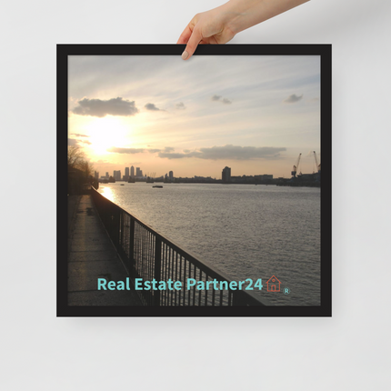 Awesome River View Framed poster with realestatepartner24 with house Logo