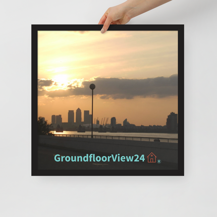 Majestic Sunset Framed poster with groundfloorview24 with House Logo