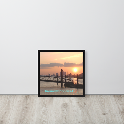 Evening Glow Framed poster with realestatematching with key Logo